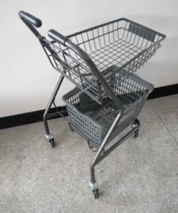  Japanese Style Supermarket Steel Folding Shopping Basket Trolley / Push Cart Manufactures