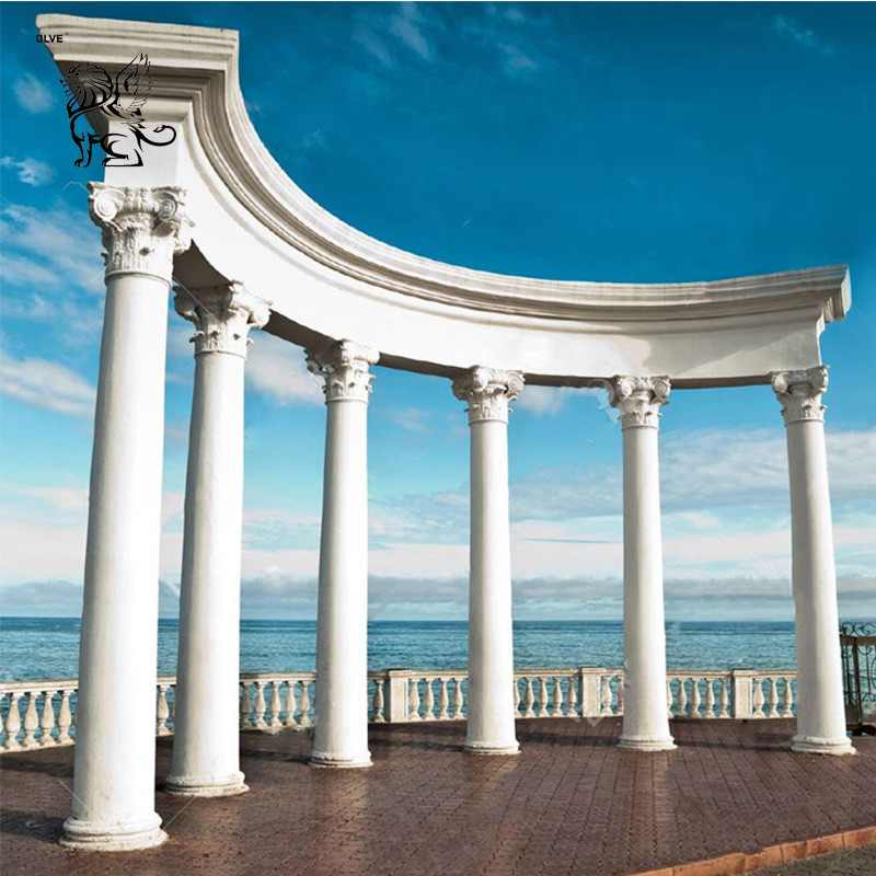  BLVE Natural Stone Column White Roman Columns Marble Pillars Hand Carved Outdoor Greek Style Villa House Building Manufactures