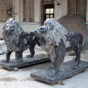  BLVE Stone Lion Statues Black Natural Marble Animal Outdoor Sculpture Life Size Hand Carving Garden Decoration Manufactures