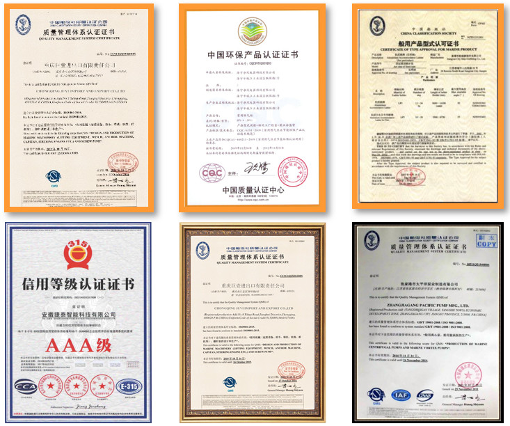 Juvi Marine Machinery Co.,LTD Certifications