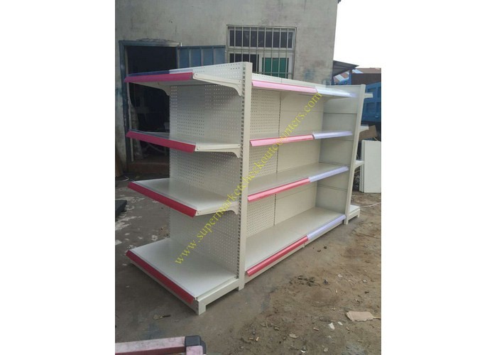  Metallic Supermarket Display Shelving / Retail Pegboard Double - sided Shelf Manufactures