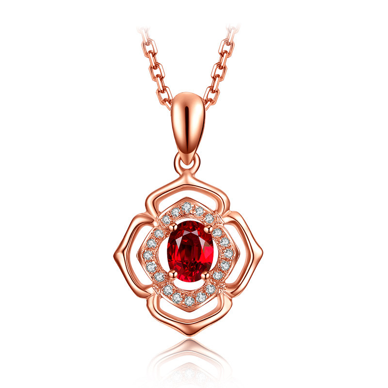  Natural Gemstone Gold Jewelry Solid 18k Genunie Diamond And Ruby Pendant Necklace  Manufactures