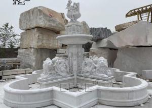  Angel And Lions Marble Water Fountains White Stone Carving Fountain Large Garden Decoration Manufactures