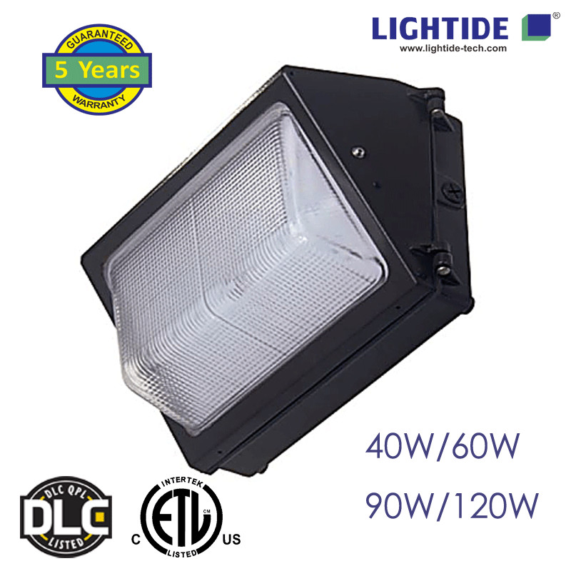  DLC qualified Semi cutoff LED Wall Pack Lights, 40W, 120 LPW, 100-277vac, 5 yrs warranty Manufactures