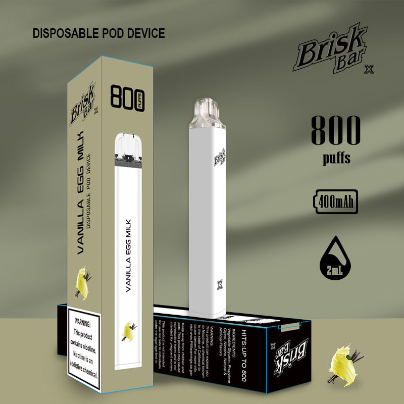  Vanilla Egg Milk Flavor 2ml Brisk Bar 400mAh Disposable Vape 800 Puffs Manufactures