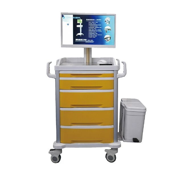  All In 1 Computer Moving Cart Hospital Mobile Medical Computer Laptop Workstation Trolley Manufactures