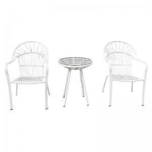  Aluminium SGS Approval 440mm Width White Rattan End Table For Balcony Manufactures