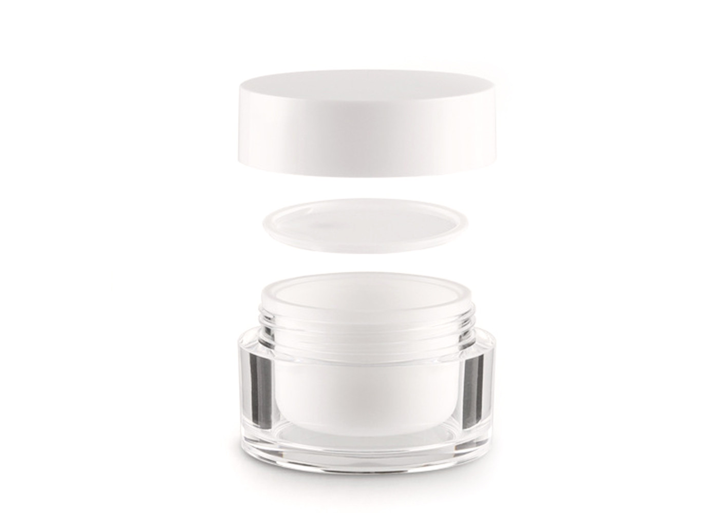  White Plastic Screw Caps Empty Cosmetic Jars 30g Round Transparent Manufactures