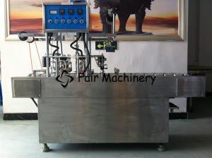  3.6KW SS304 Cup Filling Sealing Machine For 2 Cups Water Cup 1800B/H Manufactures