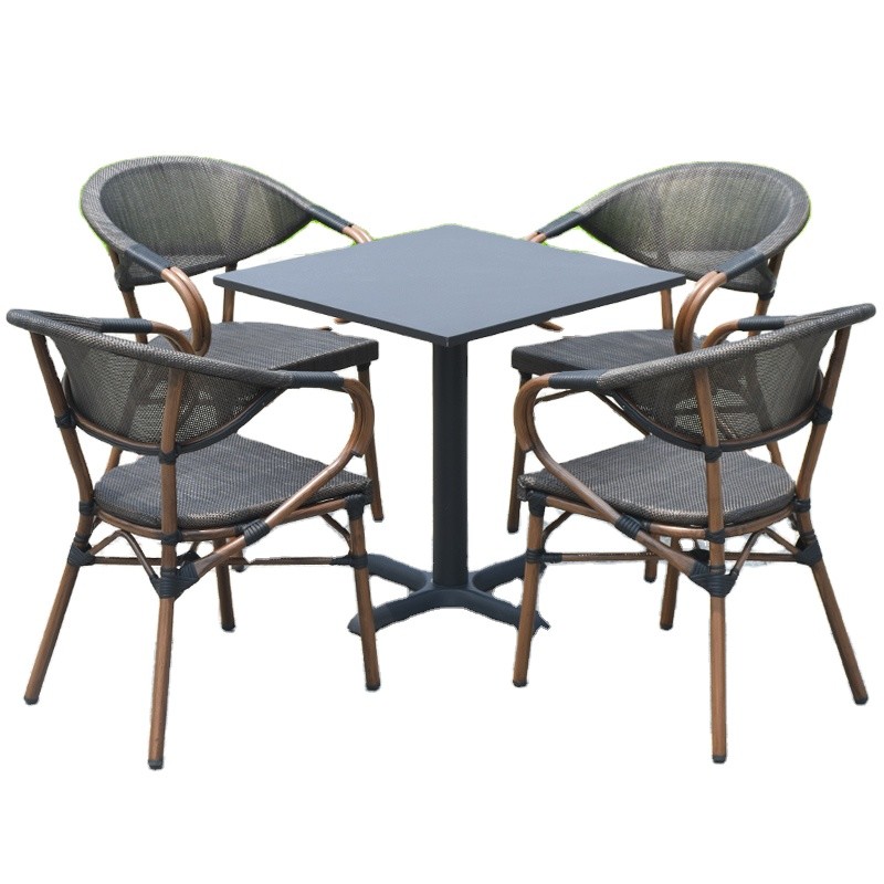  W160cm D90cm Table 4 Seater Rattan Garden Furniture , Rattan Bar Set Plywood Manufactures