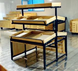  3 Tiers Collapsible Metal Wooden Display Rack For Retail Shop ISO9001 Manufactures