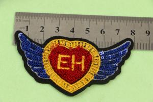  Sweat Red Heart EH Letter Sequin Wing Shape Felt Applique Patch For Sew On Iron On For Garments Or Jeans Manufactures