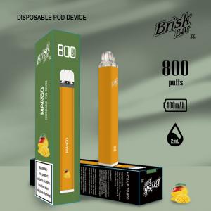  800 Puffs Mango Flavor Brisk Bar Mini E Cigarette Disposable 400mAh Manufactures