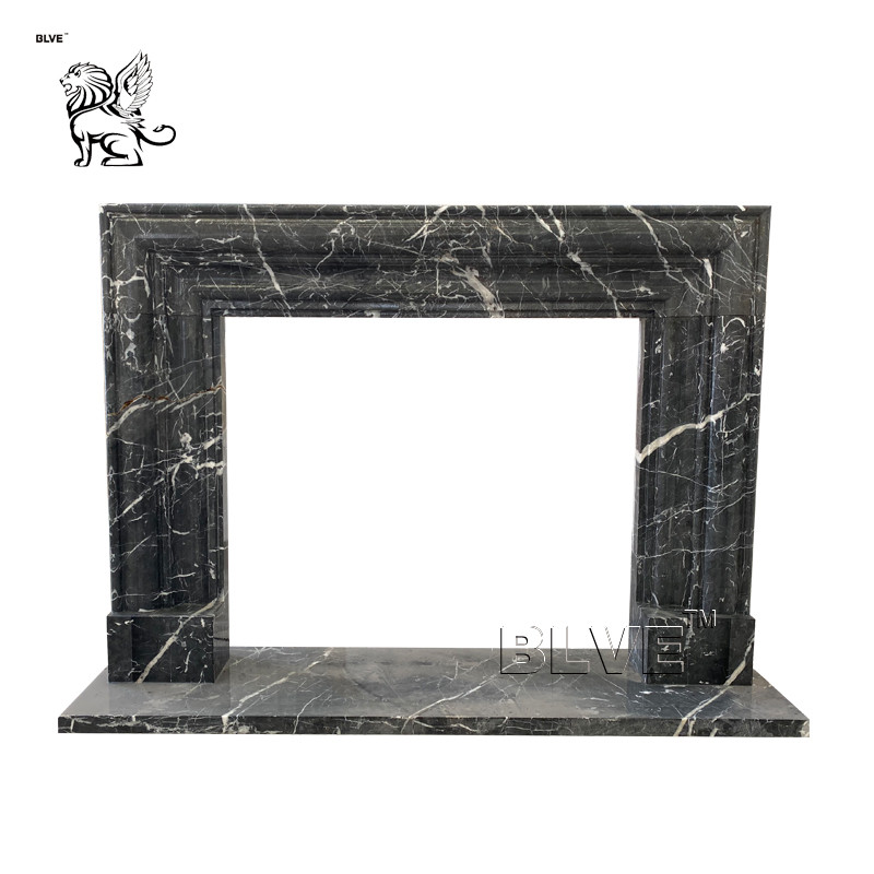  BLVE Black Marble Fireplace Nero Marquina Natural Stone Freestanding Mantel European Style Modern Home Decorative Manufactures