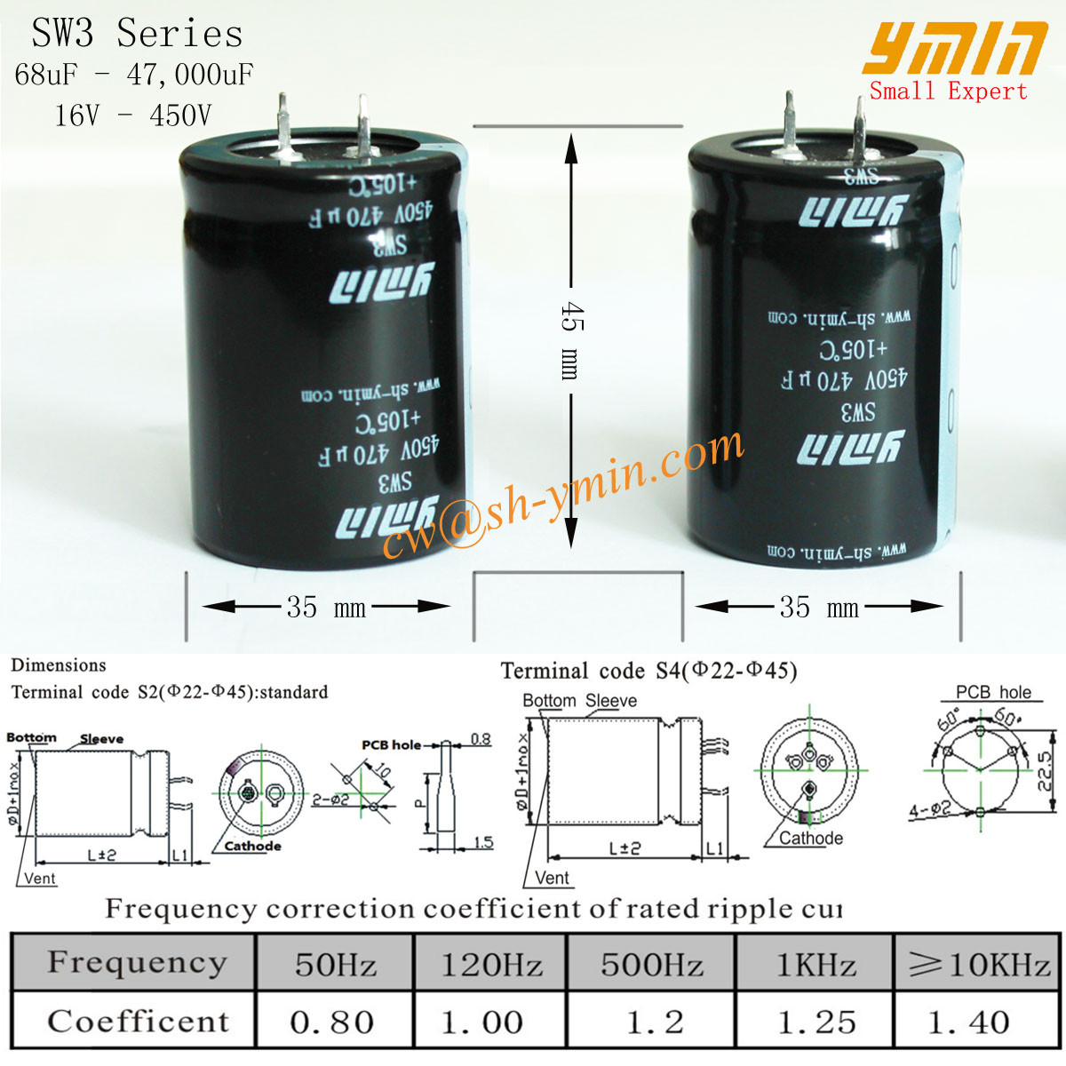  105°C 6000 Hours Capacitor Snap in Electrolytic Capacitor for Solar PV Power Inverter and Wind Power Inverter Manufactures