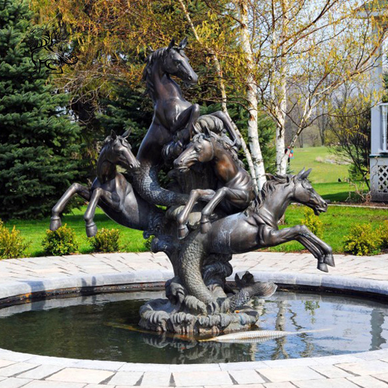  BLVE Life Size Fishtail Horse Bronze Pool Water Fountain Metal Animal Yard Fountains Home Outdoor Garden Decorative Manufactures