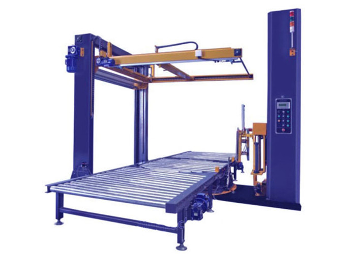  PLC Control Robot Pallet Wrapping Machine Pallet Wrapper With Top Sheet Dispenser Manufactures