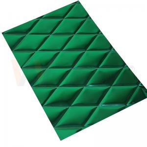  1mm Embossed Stainless Steel Sheet Jade Green PVD Coating Small Rhombus Shape Manufactures