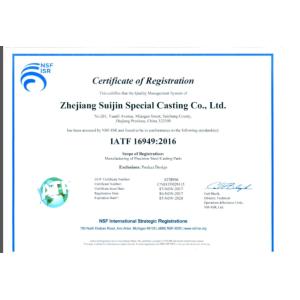 Ningbo Suijin Machinery Technology Co.,Ltd Certifications