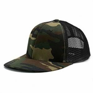 China Embroidered Flat Bill Mesh Trucker Hats For Camping Camouflage Twill Waxed Mesh on sale