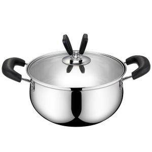 China Home Kitchen Stainless Steel Cooking Pot With Tempered Clear Glass Lid on sale
