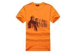 Quality Cool Printed Mens T-shirt Designs Orange  / Female Crew Neck Tee Shirts for sale
