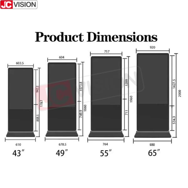 8ms Vertical Digital Signage Display Digital LCD TV Display 8GB ROM