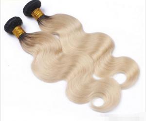 China 12'' - 30'' Body Wave Ombre Real Hair Extensions / Golden Blonde Curly Hair on sale