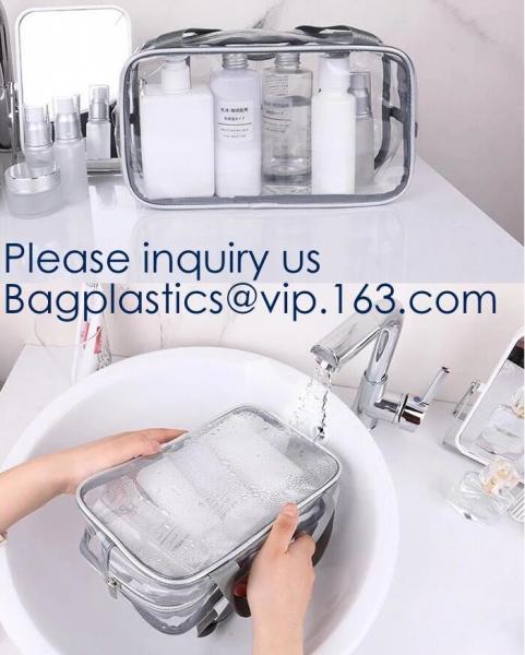 Clear Toiletry Makeup Bag, Travel Case, Cosmetic Organizer PVC Plastic w/Handle,Travel Organizer for Women & Man, Polyes