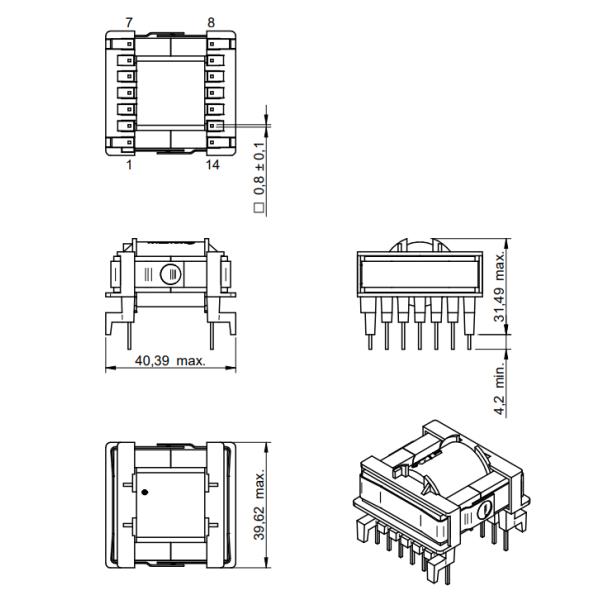 Through-Hole Flexible Transformer For DC/DC Converter 749197201