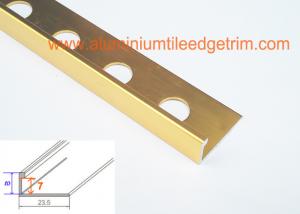 Shiny Gold Aluminium Tile Edge Trim , Metal Edging For Ceramic Tile 7mm Inside Height