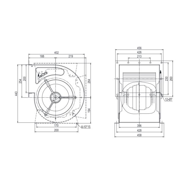 Three Phase 4 Pole Double Inlet Centrifugal Fan 280mm Blade External Rotor Motor