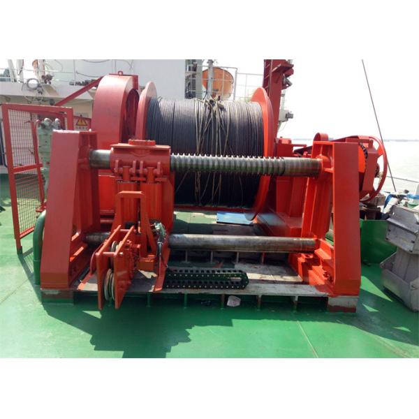 Hydraulic Power 15 Ton Winch With Spooling Device Slow Speed Red