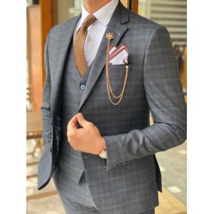 45% Wool Blue Tuxedo Suit