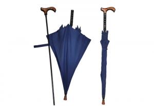  Adjustable Height Golden Stand Hiking Stick Umbrella , Walking Cane Umbrella For Climbing Manufactures
