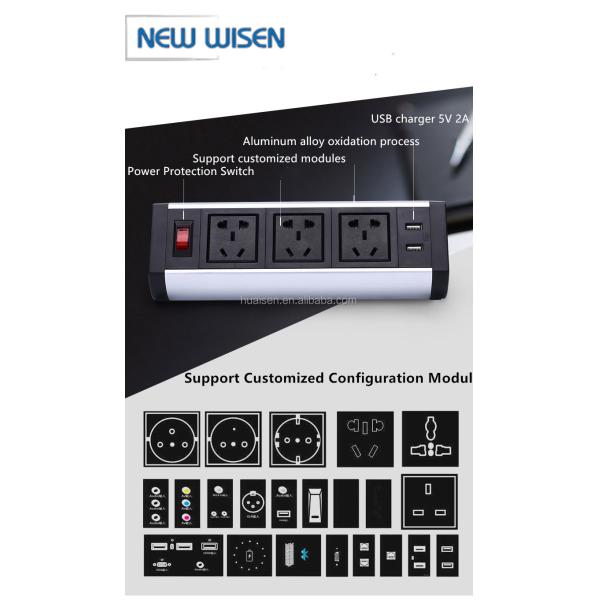 Office Desk Table Mount Power Strip Socket Outlet 220V Customized