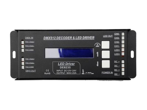 Quality 200g Black DMX512 Signal Decoder , 4 Channel DMX Decoder For RGBW LED for sale