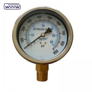 China 0 - 100Mpa Oil Filled Pressure Gauge Bottom Mount For Hydraulic Press on sale