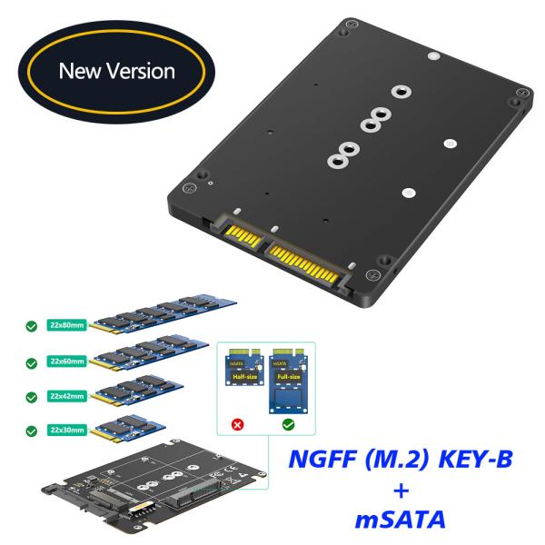 2 In 1 Combine M.2 NGFF Key B & MSATA SSD To 2.5 SATA3 Adapter With Plastic