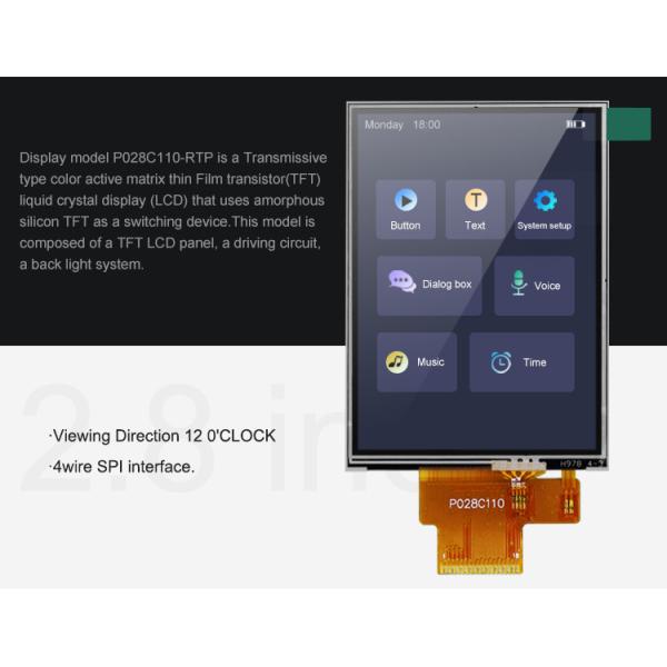 Polcd 260 Nit 2.8 Inch Lcd Display 240X320 ST7789V LCD Touch Panel
