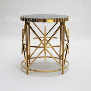 China Luxury Round Side Table SS201 tempered glass Sofa Table For Living Room on sale