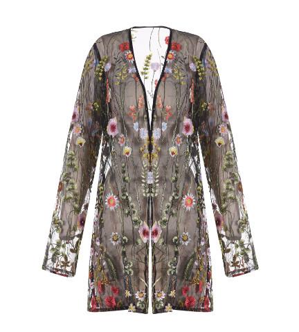Quality Sexy Embroidery V Neck Womens Casual Cardigan In Summer Full Sleeve Length for sale
