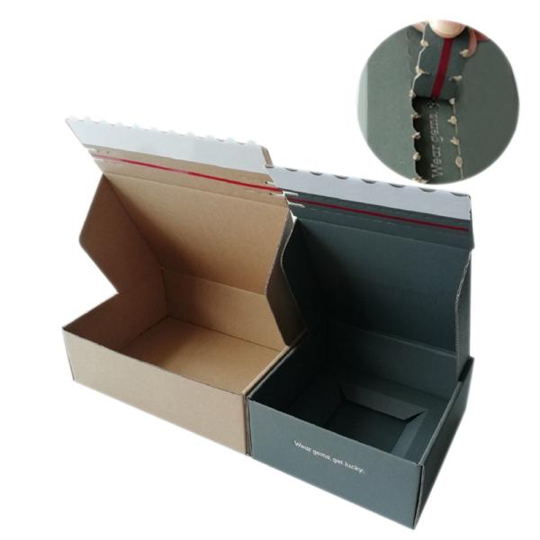 Recycled Corrugated Paper Box Self Sealing Shipping Paper Box Custom Zipper