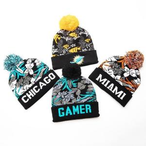  Women Custom Jacquard Knitted Beanie Mens Pom Pom Beanies Manufacturers Supply Manufactures