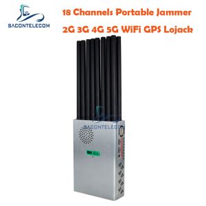 China 7.4V 20m Cell Phone Signal Disruptor 18 Antennas 4G 5G GPS 18w on sale