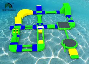  Custom 35x21m Inflatable Water Parks For Rental Green / Yellow / Blue Color Manufactures