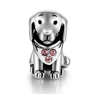 China Puppy Dog Animal Charms Crystal Jewelry 925 Sterling Silver Bead Fit Pandora Bracelets on sale