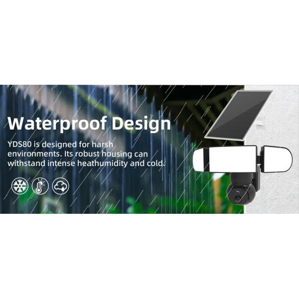 Solar Powered PIR Motion Detection 4G Floodlight Security Camera 4MP