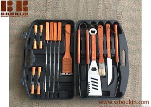 China Barbecue Set with Wooden Handles in Carrying Case, Barbecue Grill Set, Outdoor Grill Set on sale