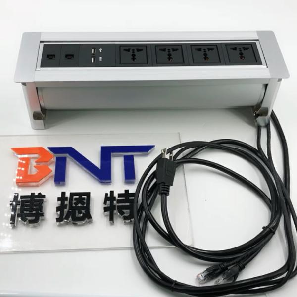 BNT Available Add Wireless Charger Manual Rotating Conference Table Power Outlet